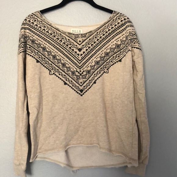 Billabong Tops - billabong cream Aztec slouchy Crewneck